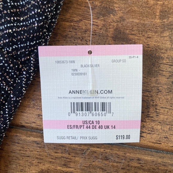 Anne Klein Metallic Side Ruched Midi Dress Sleeveless Women's 10 Holiday Classic - Picture 6 of 9